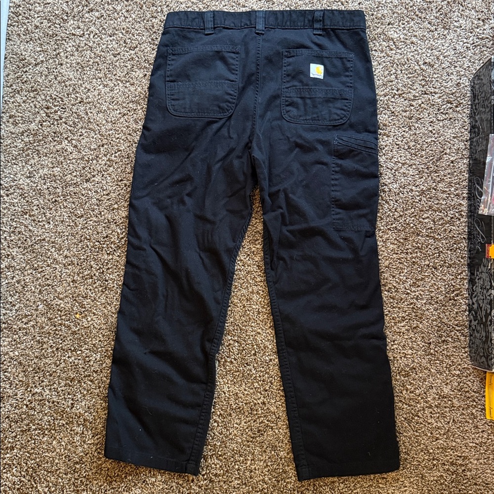Carhartt Black Canvas Dungarees Work Pants 38x30 - Picture 4 of 7